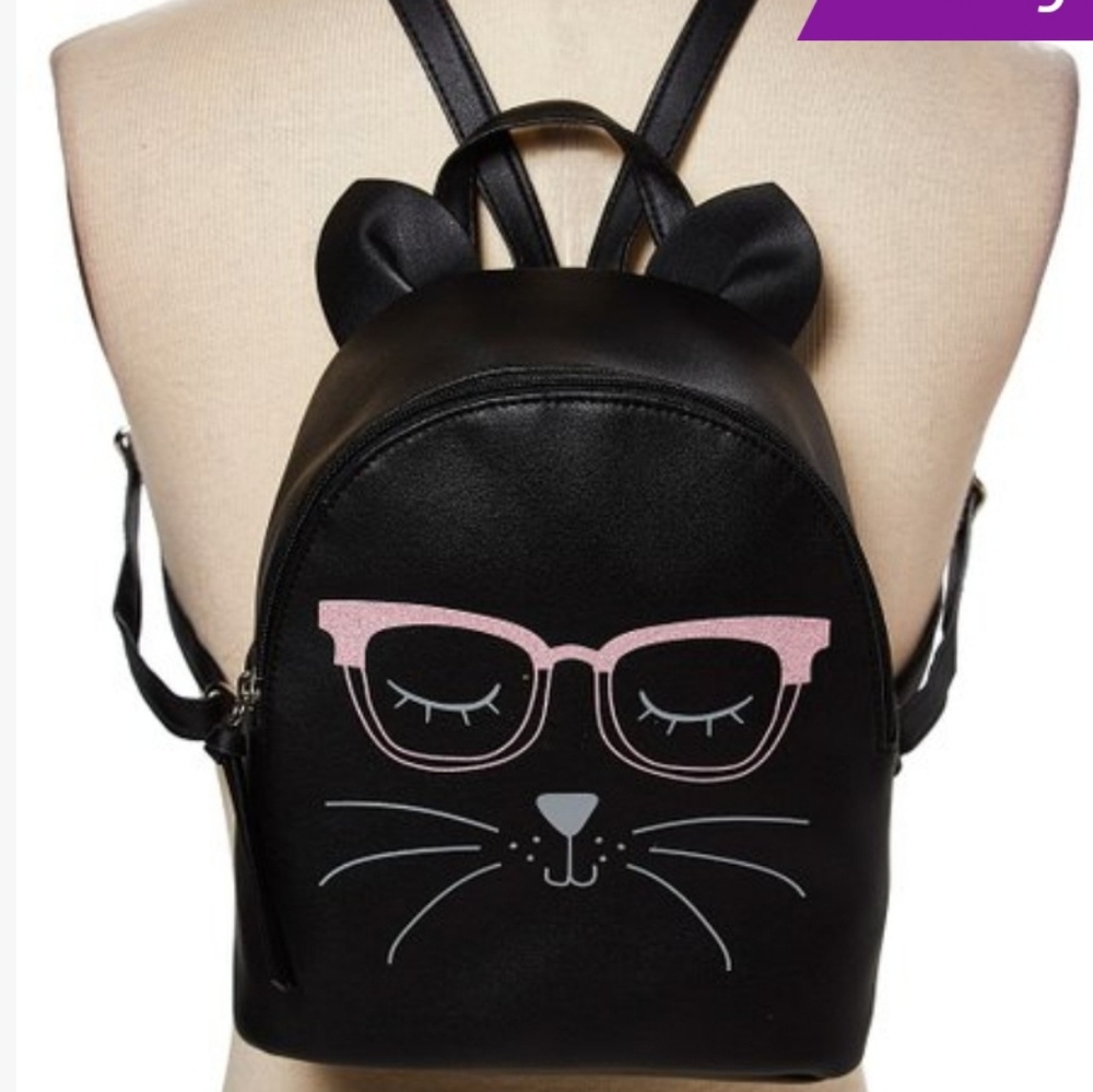 TEESHIRT&JEANS 🌞Cat with Pink Sparkly Glasses Backpack - Picture 12 of 16